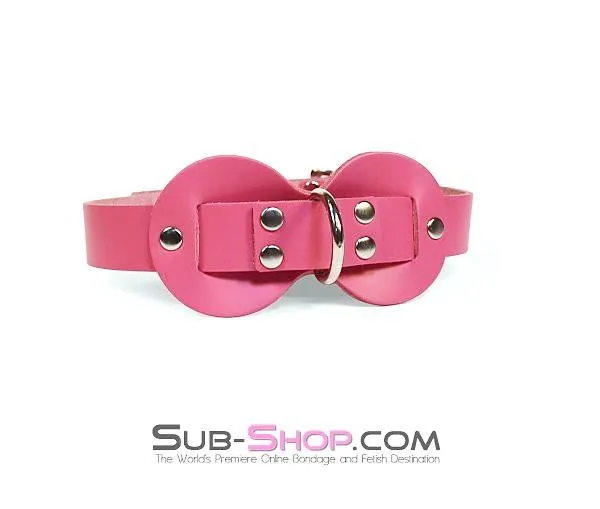 0978A-SIS      Pretty Sissy Slave Quiet Hot Pink BDSM Training Leather Double Mouth Guard Gag