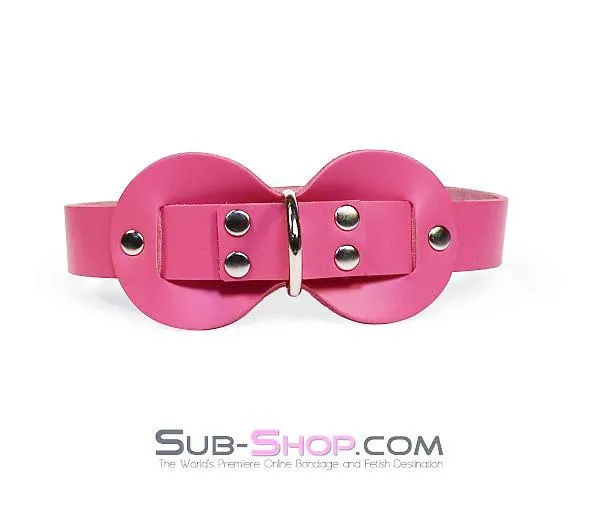 0978A-SIS      Pretty Sissy Slave Quiet Hot Pink BDSM Training Leather Double Mouth Guard Gag