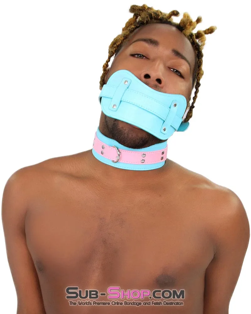 1322MQ-SIS      Stuff It Pretty Sissy Good Locking Diamond Blue Muffler Mistress Sessions Panel Strap Stuffed Ball Gag
