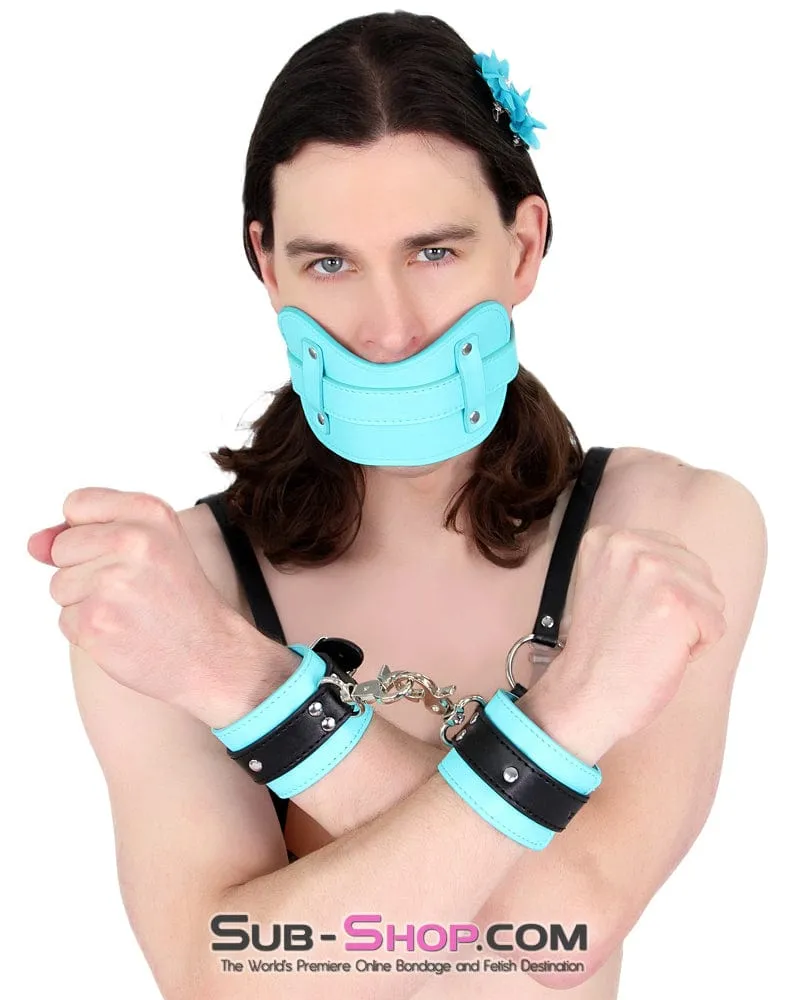 1322MQ-SIS      Stuff It Pretty Sissy Good Locking Diamond Blue Muffler Mistress Sessions Panel Strap Stuffed Ball Gag