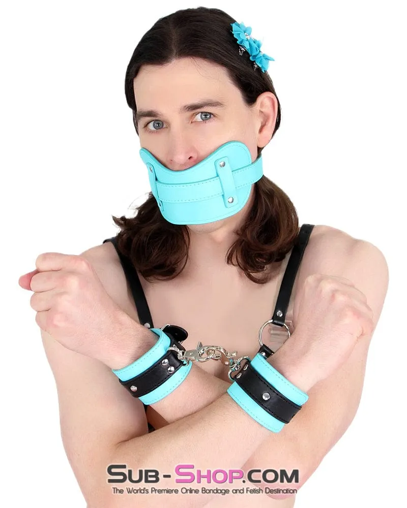 1322MQ-SIS      Stuff It Pretty Sissy Good Locking Diamond Blue Muffler Mistress Sessions Panel Strap Stuffed Ball Gag