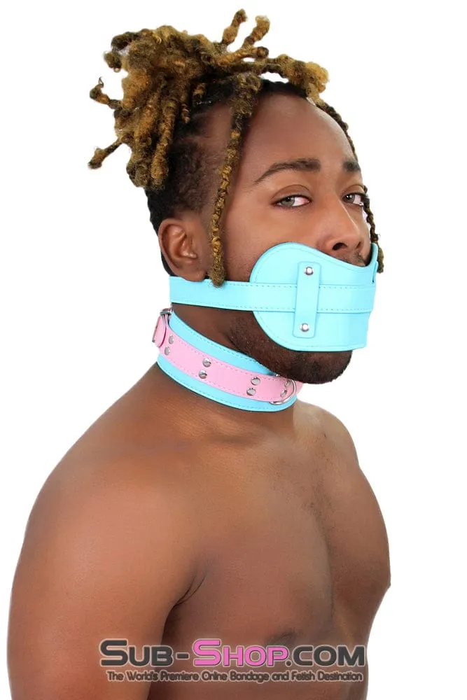 1322MQ-SIS      Stuff It Pretty Sissy Good Locking Diamond Blue Muffler Mistress Sessions Panel Strap Stuffed Ball Gag