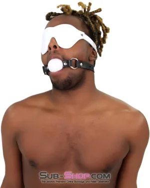 1456A-SIS      Pretty Sissy Slave Life Code of Silence Locking Ball Gag Dominatrix Sissy Strap. White