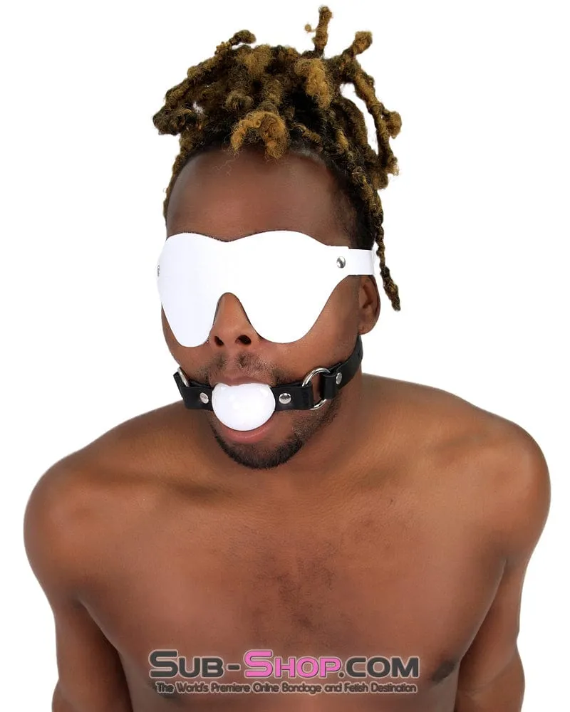 1456A-SIS      Pretty Sissy Slave Life Code of Silence Locking Ball Gag Dominatrix Sissy Strap. White