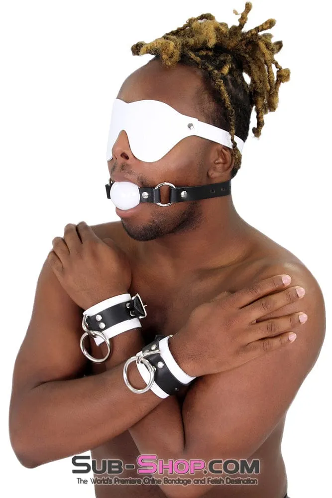 1456A-SIS      Pretty Sissy Slave Life Code of Silence Locking Ball Gag Dominatrix Sissy Strap. White