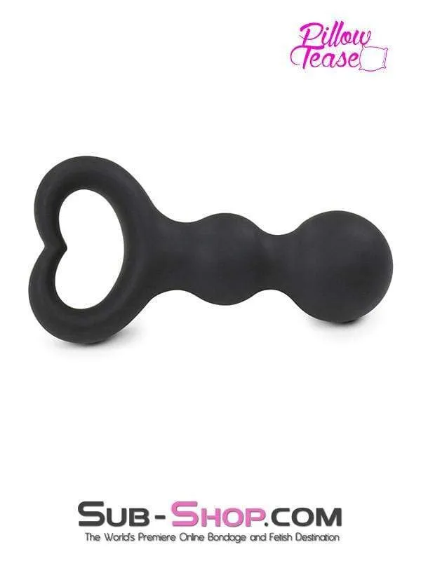 1657M-SIS      Sissy Barbie Heart Pull Ring Silicone Bumpy Anal Massager