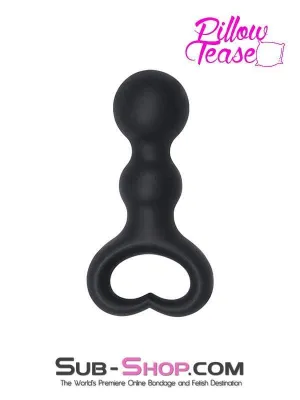 1657M-SIS      Sissy Barbie Heart Pull Ring Silicone Bumpy Anal Massager