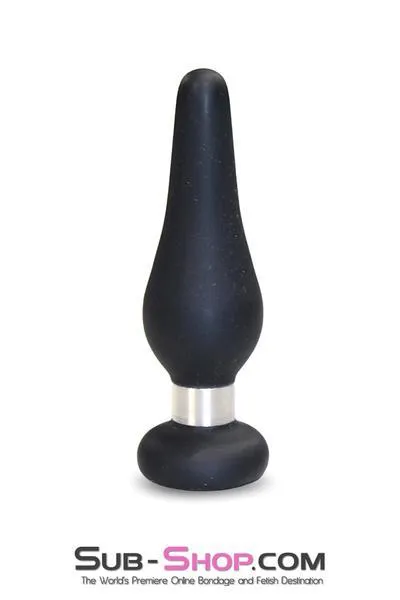 1813M-SIS      Sissy Bondage Toy Medium Black Flare Silicone Anal Plug
