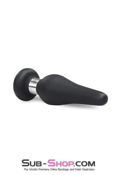1813M-SIS      Sissy Bondage Toy Medium Black Flare Silicone Anal Plug