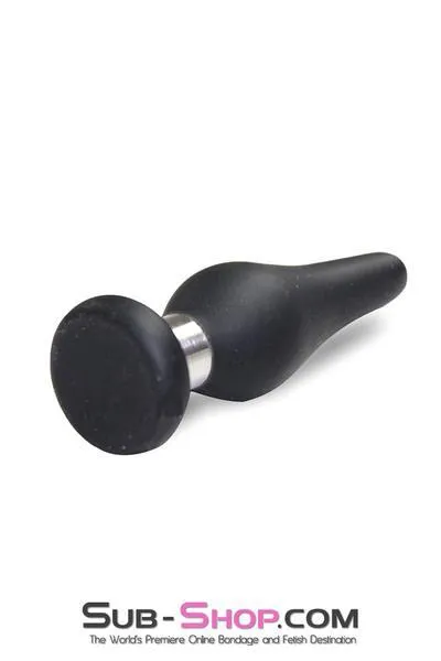 1813M-SIS      Sissy Bondage Toy Medium Black Flare Silicone Anal Plug