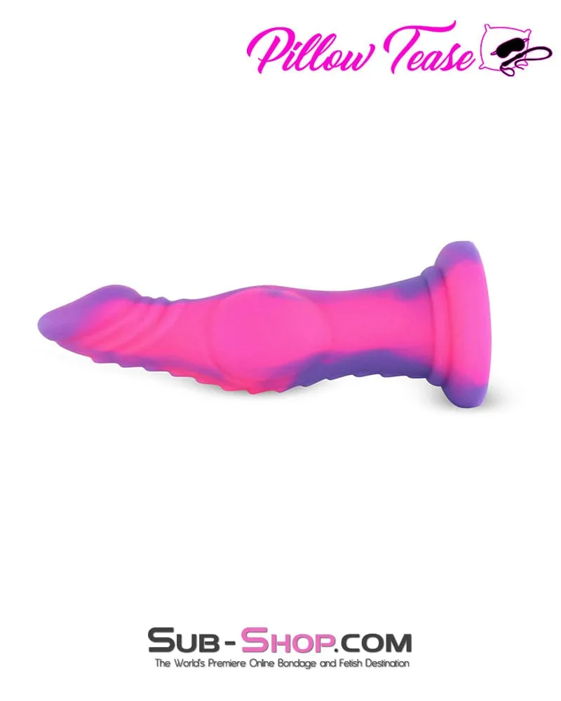 2369DL      Liquid Colors Pink and Purple 7 Inch Ridged Silicone Dildo