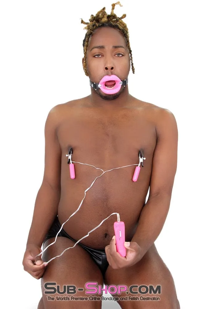 2425M-SIS      Bondage Accessory Sissy Doll Pink Sex Lips Sissy Transformation Strapped Open Mouth Gag