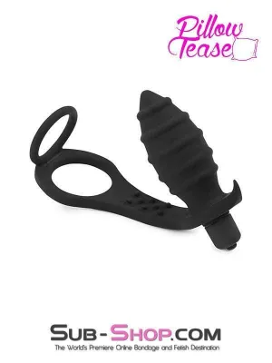2630M-SIS      Grenade Vibrating Sissy Jezebel Butt Plug Silicone Dual Cock & Balls Rings Set