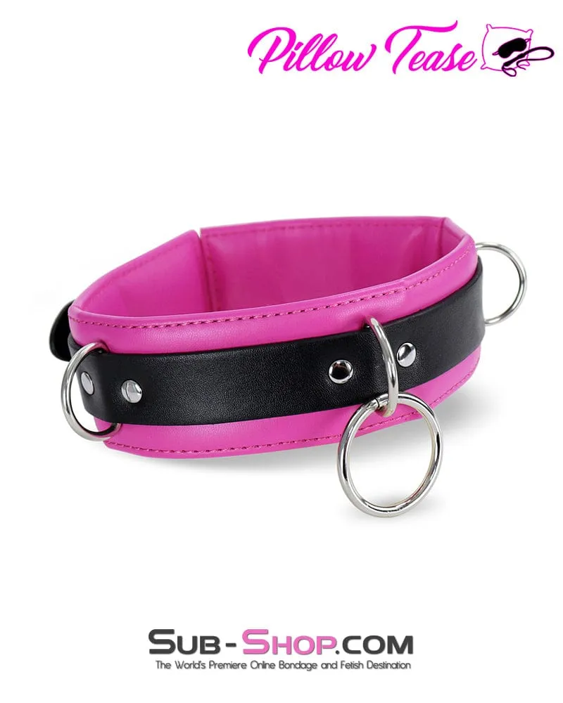 2668DL      Black and Rose Padded Bondage Collar