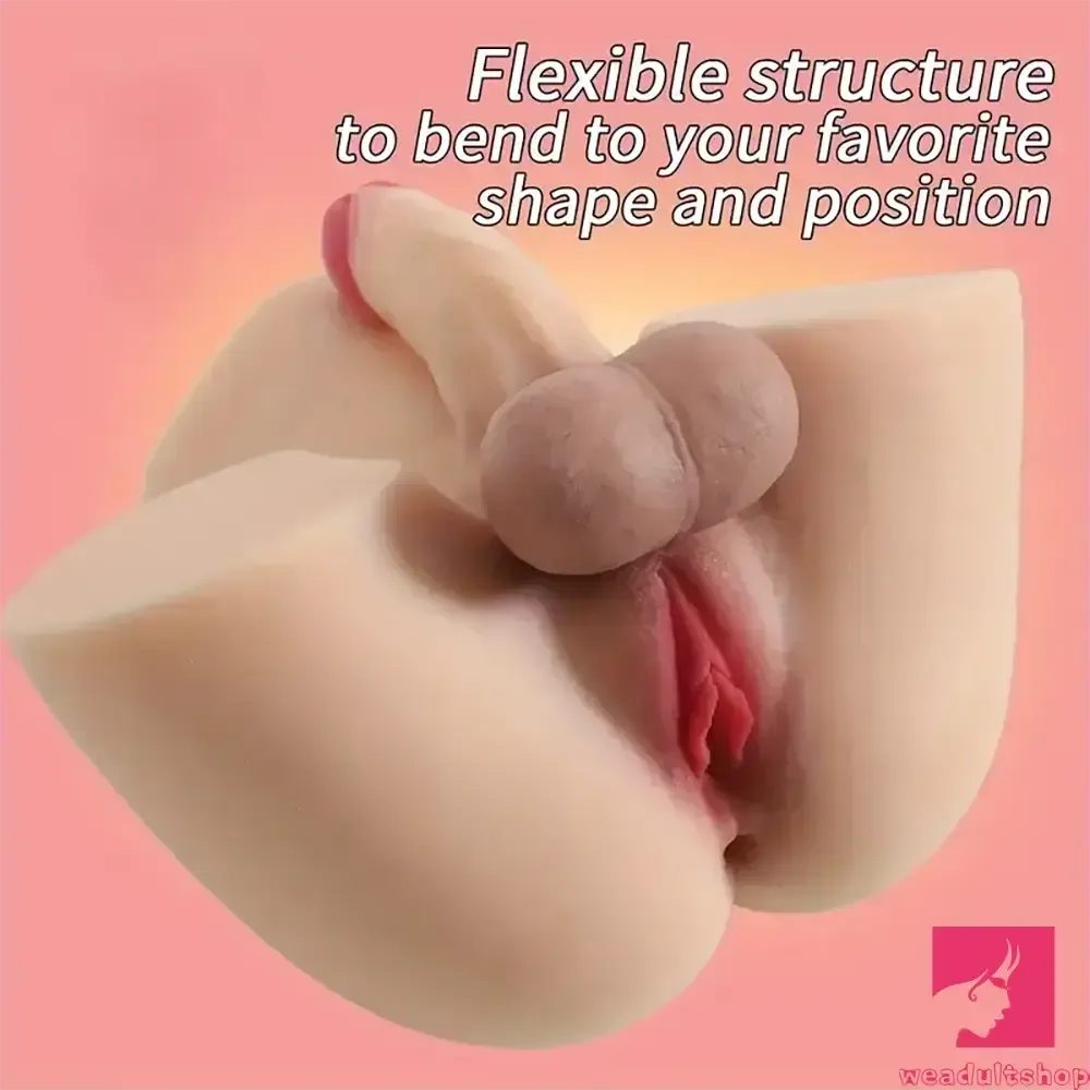 5.51in Premium Real Silicone Soft Shemale Dildo With Sex Doll Torso Testicles