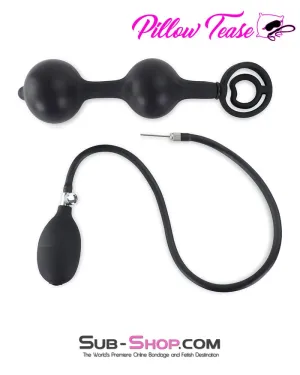 6953DL      Inflatable Rubber Double Ball Anal Plug with Removable Pump Hose