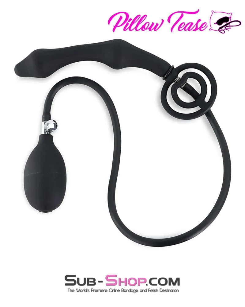 6953DL      Inflatable Rubber Double Ball Anal Plug with Removable Pump Hose