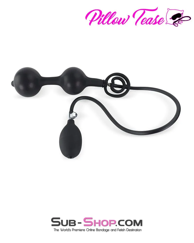 6953DL      Inflatable Rubber Double Ball Anal Plug with Removable Pump Hose