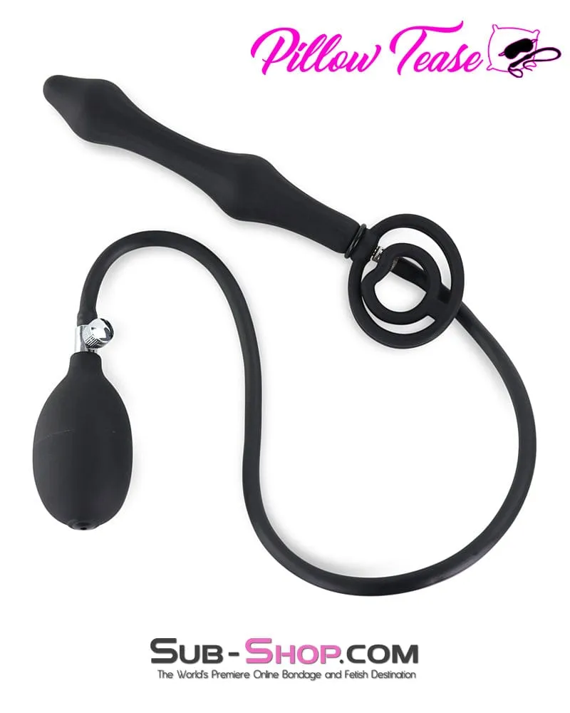 6953DL      Inflatable Rubber Double Ball Anal Plug with Removable Pump Hose