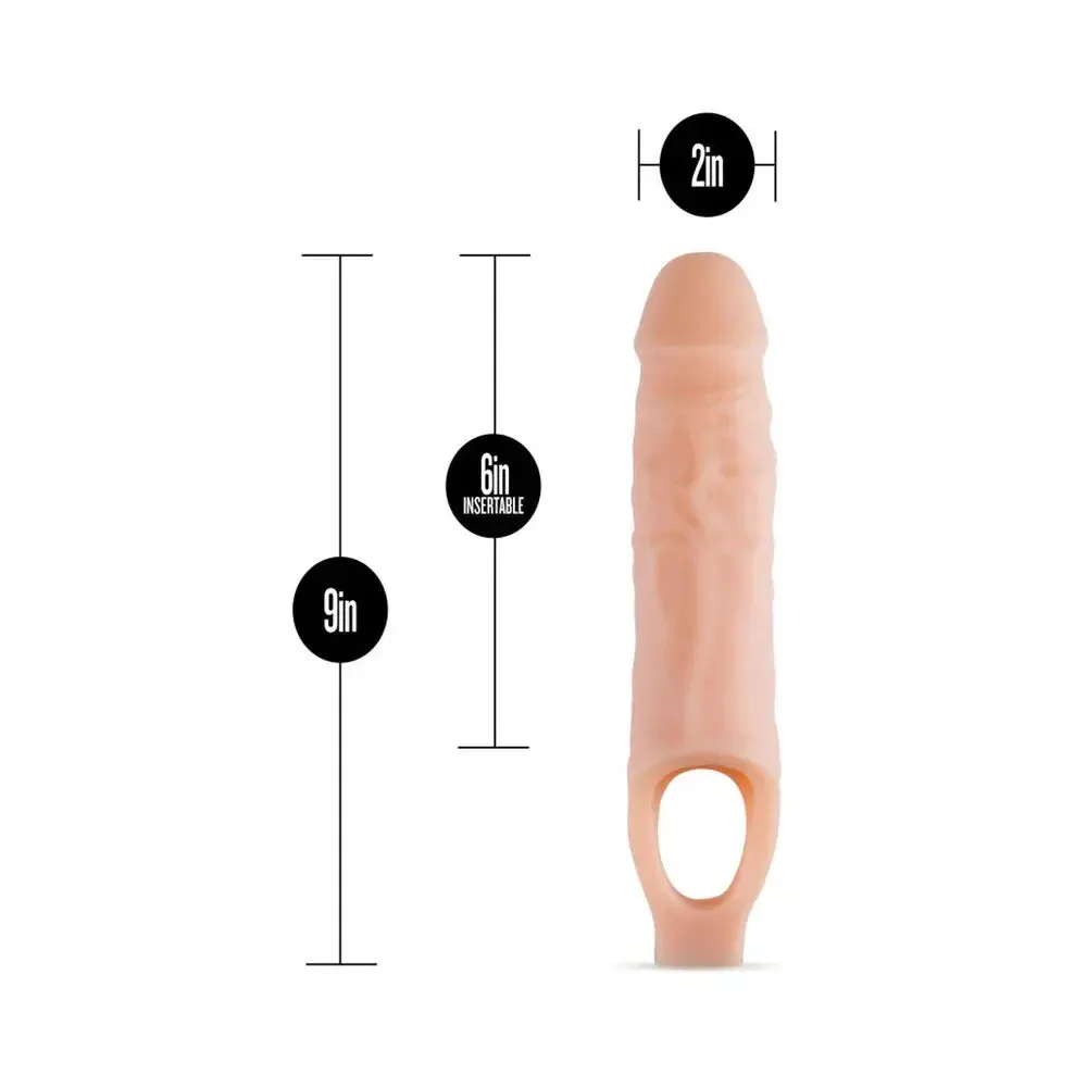 9 in. Silicone Cock Sheath Penis Extender Sling Beige