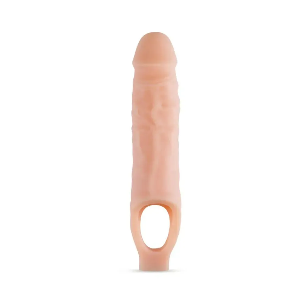 9 in. Silicone Cock Sheath Penis Extender Sling Beige
