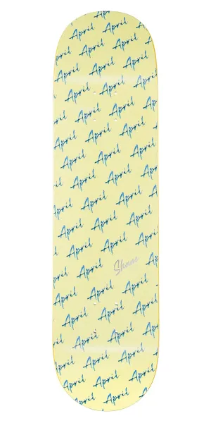 April Shane Script Logo Skateboard Deck - Yellow - 8.125"