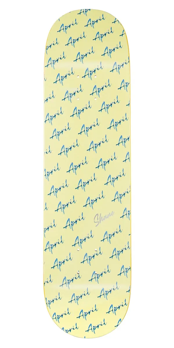 April Shane Script Logo Skateboard Deck - Yellow - 8.125"
