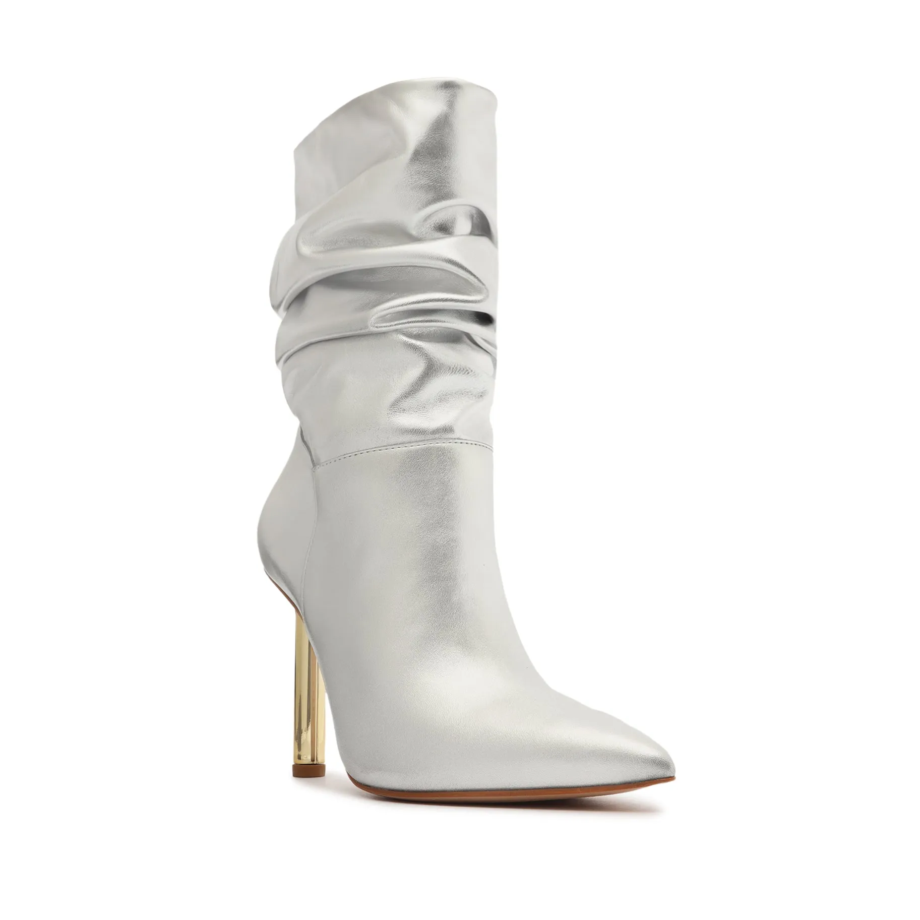 Ashlee Pin Heel Metallic Leather Bootie