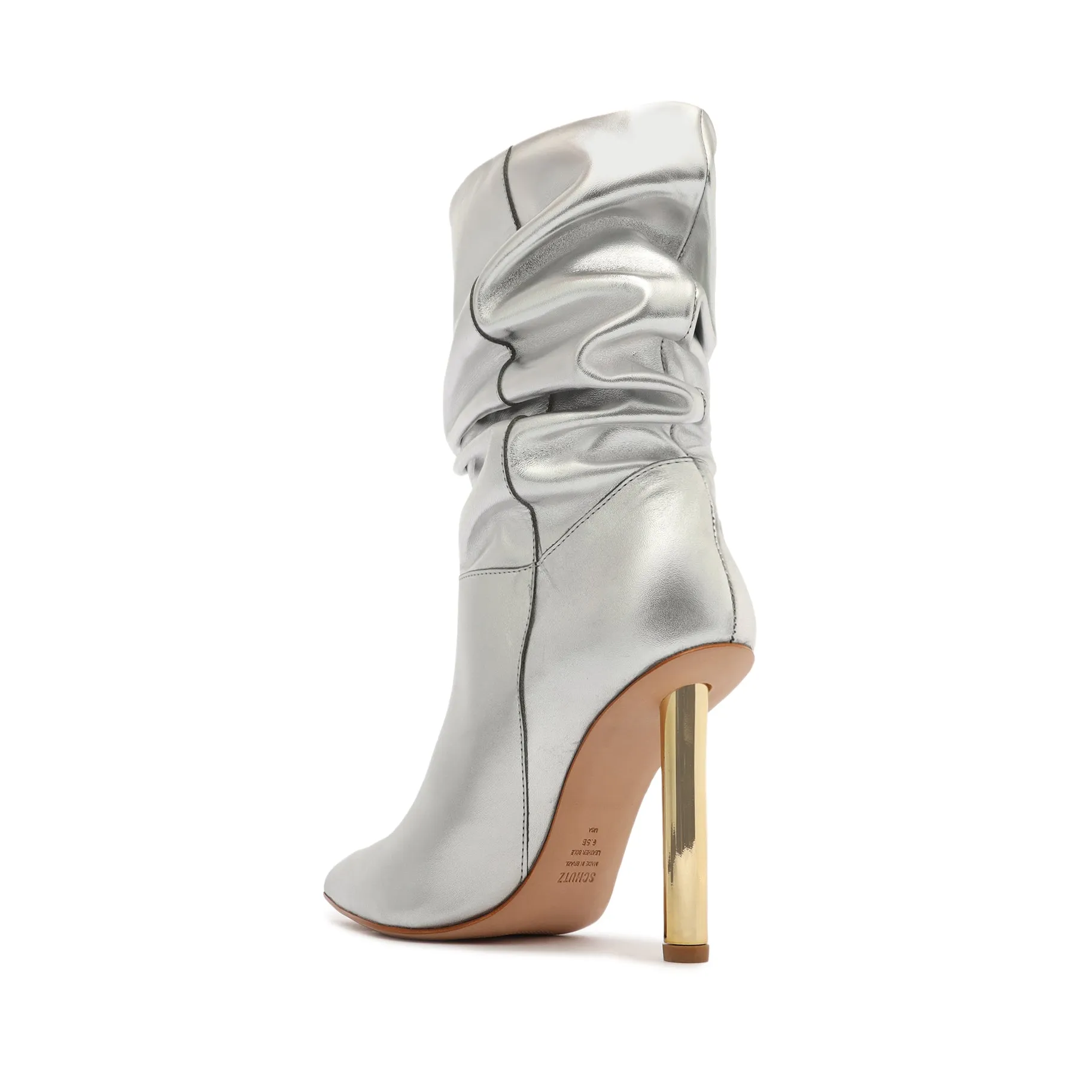 Ashlee Pin Heel Metallic Leather Bootie