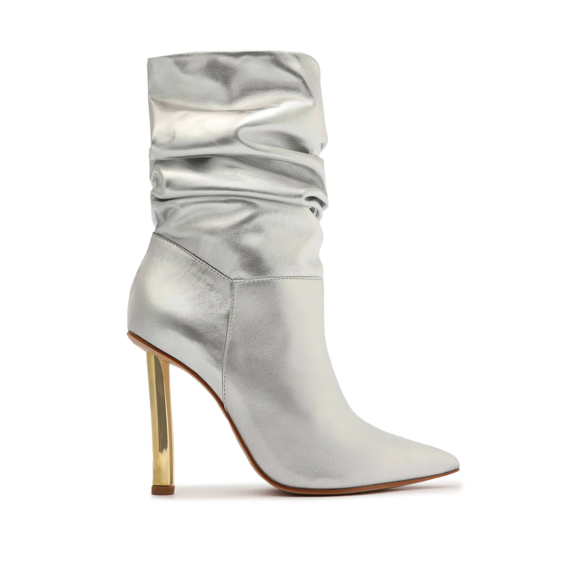 Ashlee Pin Heel Metallic Leather Bootie