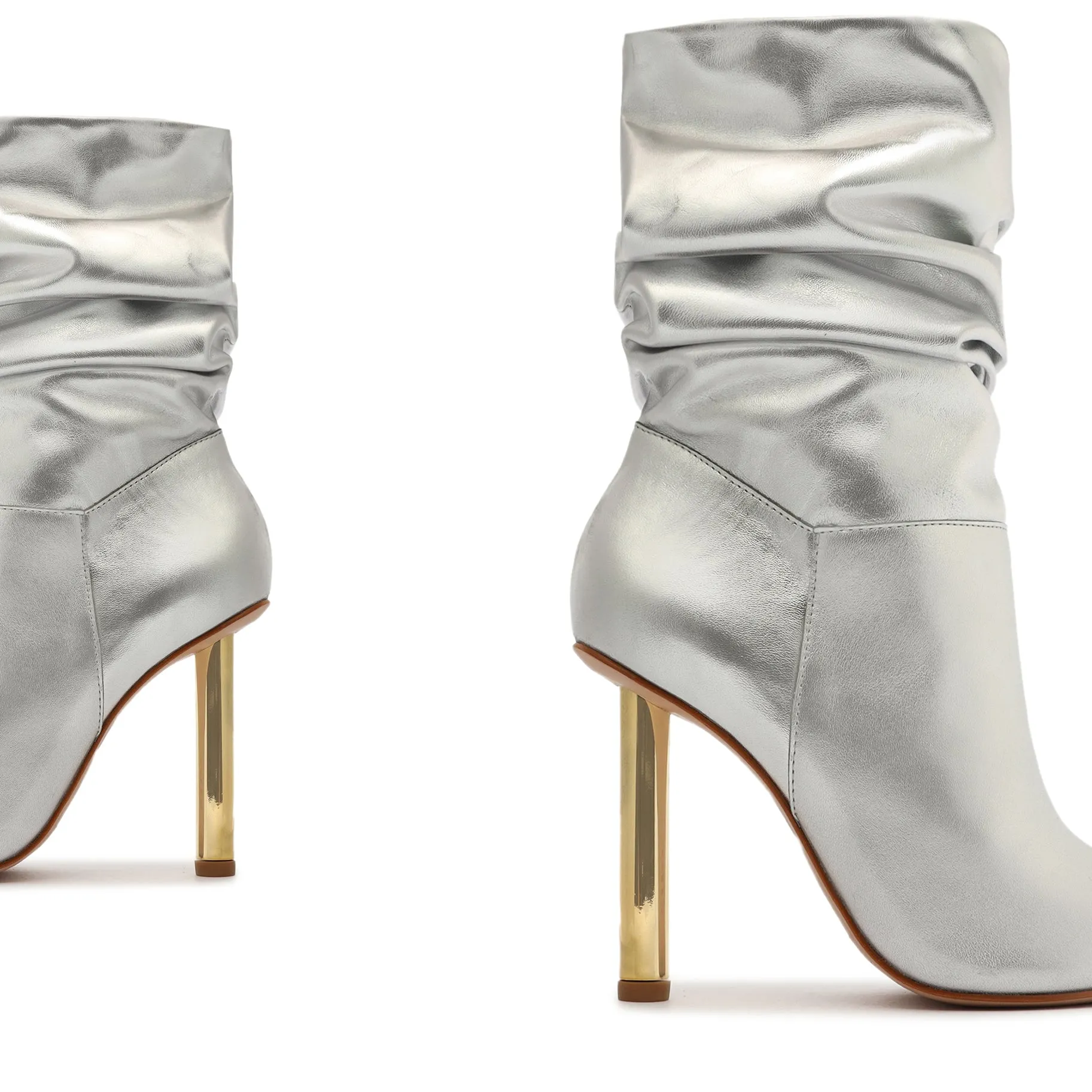 Ashlee Pin Heel Metallic Leather Bootie