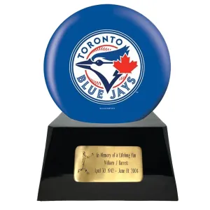 Baseball Cremation Urn with Optional Toronto Blue Jays Ball Decor and Custom Metal Plaque