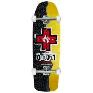 Black Label John Lucero Ripped Cross Shaped Skateboard Complete - Assorted Stains - 10.00"