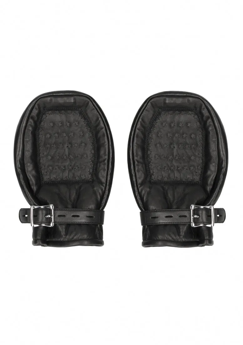 Bondage Mittens Padded With Metal Teeth - Black