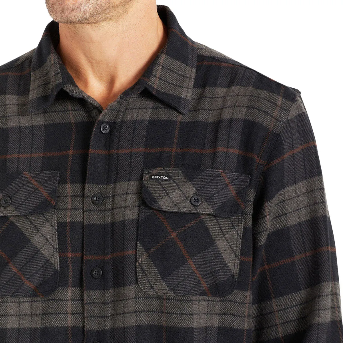 Brixton Bowery Flannel Long Sleeve Shirt - Black/Charcoal