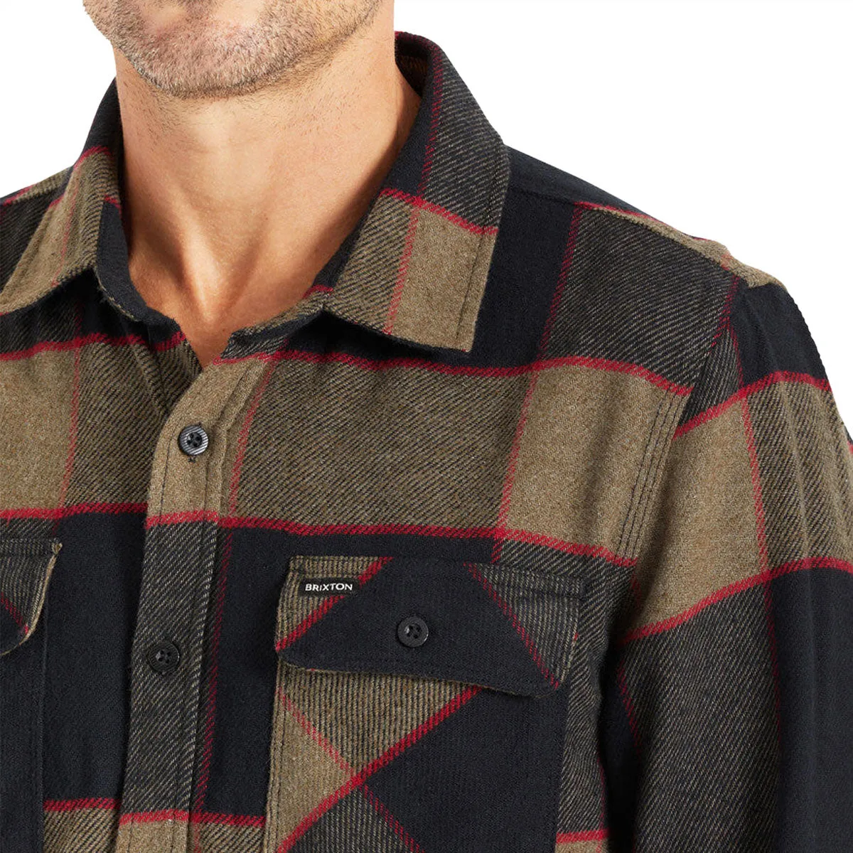 Brixton Bowery Flannel Long Sleeve Shirt - Heather Grey/Charcoal