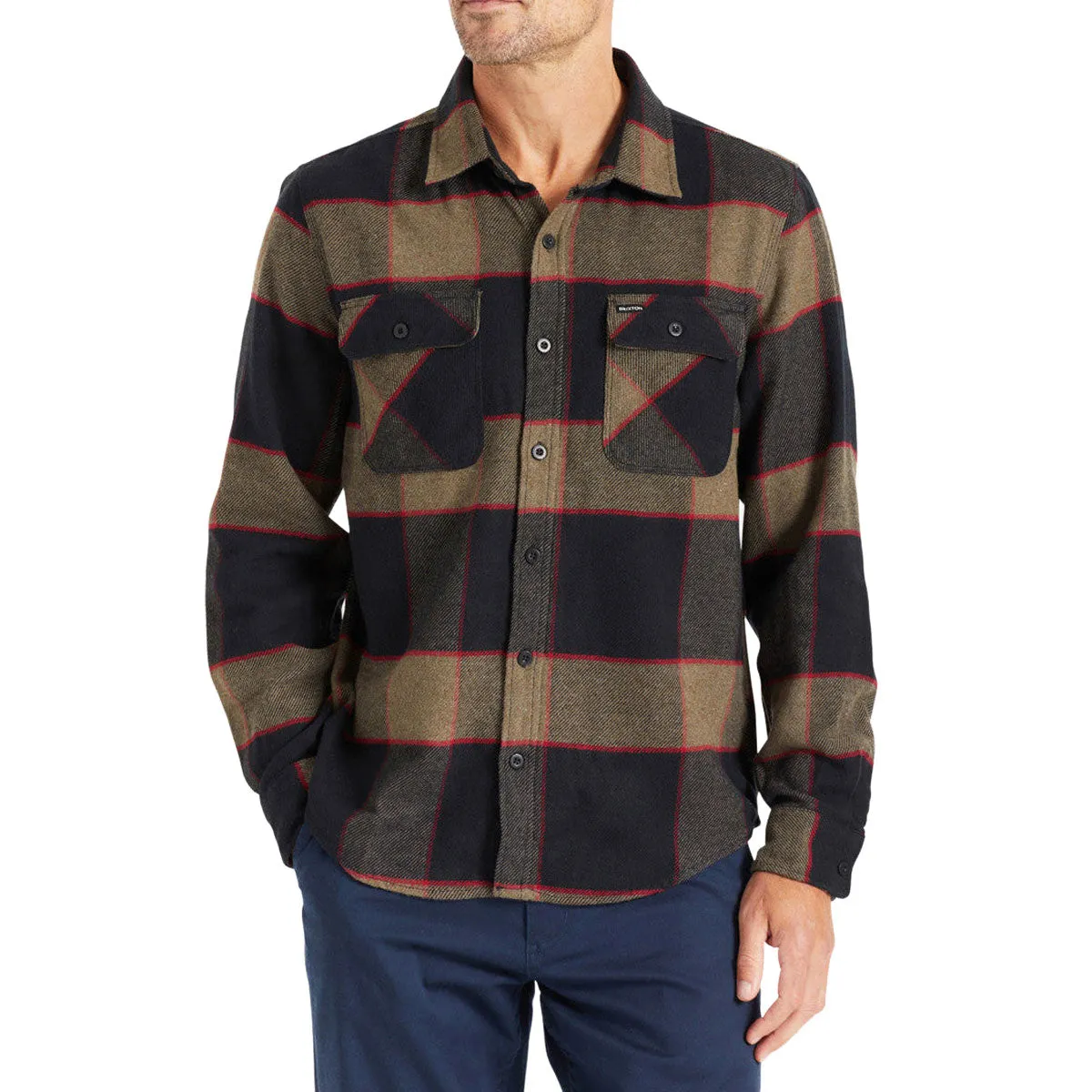 Brixton Bowery Flannel Long Sleeve Shirt - Heather Grey/Charcoal