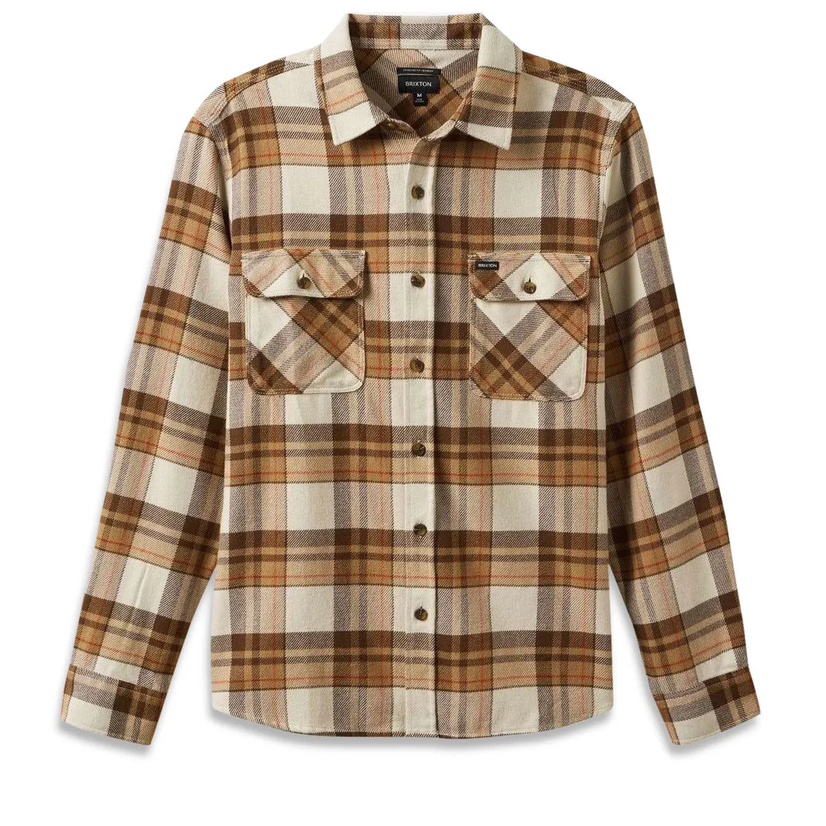 Brixton Bowery Flannel Long Sleeve Shirt - Whitecap/Pinecone Brown