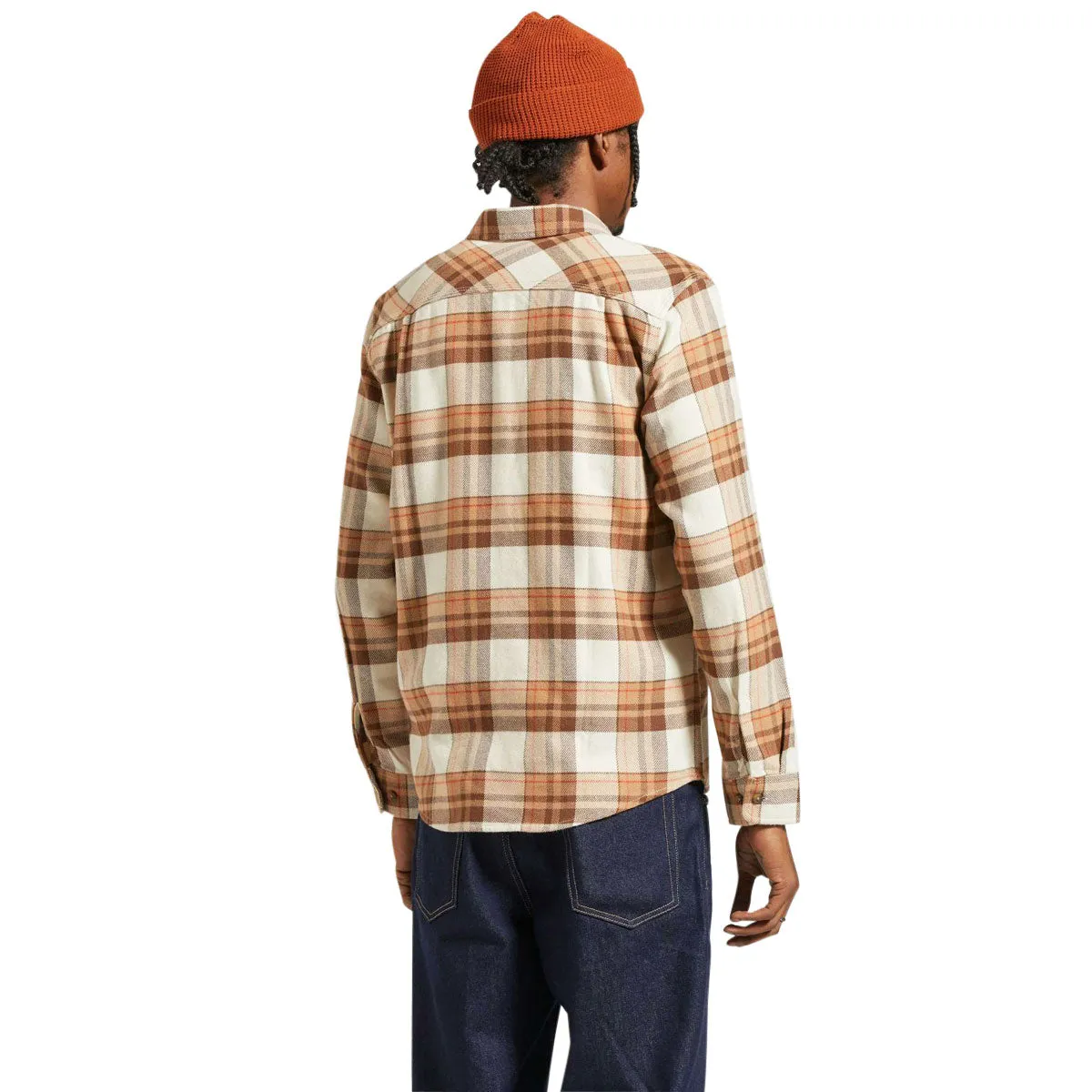 Brixton Bowery Flannel Long Sleeve Shirt - Whitecap/Pinecone Brown