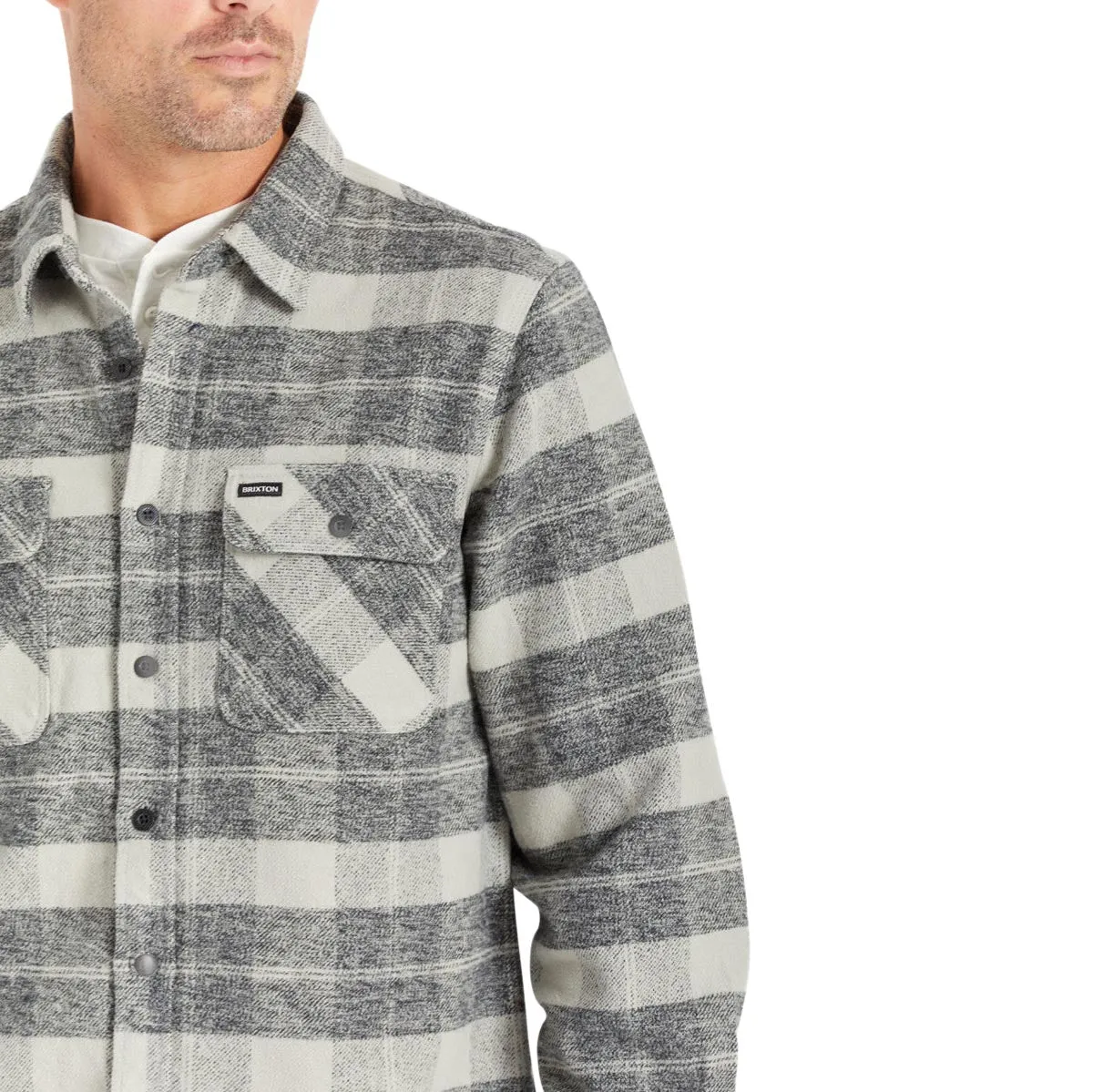 Brixton Bowery Heavyweight Long Sleeve Flannel Shirt - Black/Charcoal