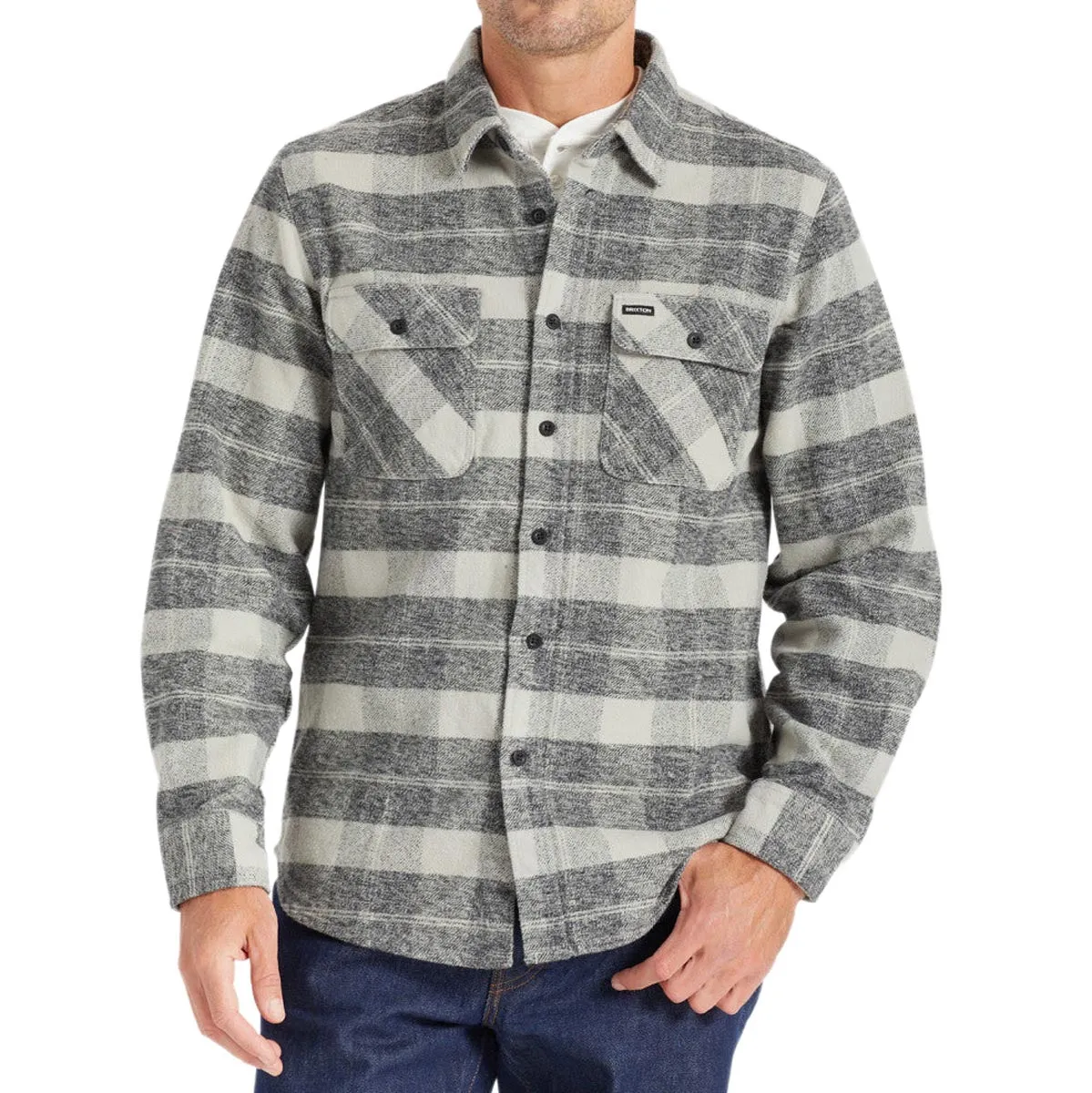 Brixton Bowery Heavyweight Long Sleeve Flannel Shirt - Black/Charcoal