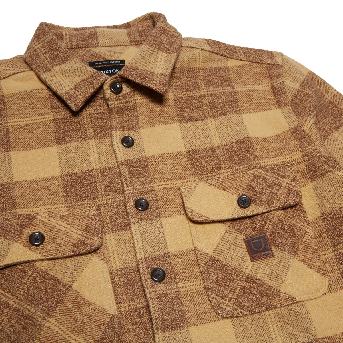Brixton Bowery Heavyweight Long Sleeve Flannel Shirt - Curry Yellow/Pinecone Brown