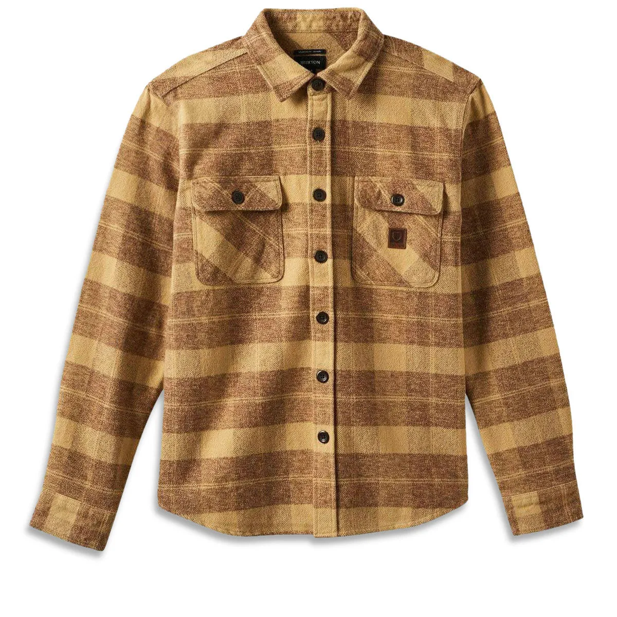 Brixton Bowery Heavyweight Long Sleeve Flannel Shirt - Curry Yellow/Pinecone Brown