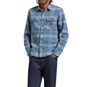 Brixton Bowery Heavyweight Long Sleeve Flannel Shirt - Mirage Blue/Washed Navy