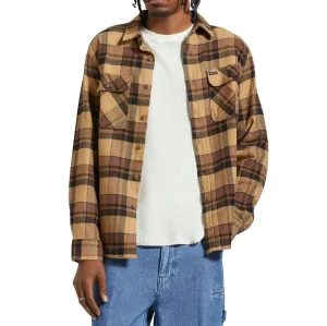 Brixton Bowery Long Sleeve Flannel Shirt - Tiger's Eye/Pinecone Brown/Washed Black