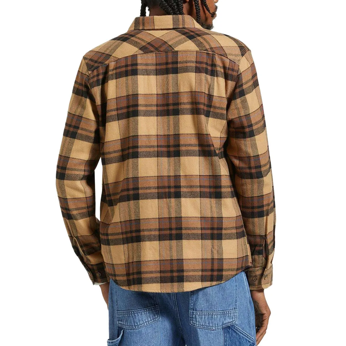 Brixton Bowery Long Sleeve Flannel Shirt - Tiger's Eye/Pinecone Brown/Washed Black