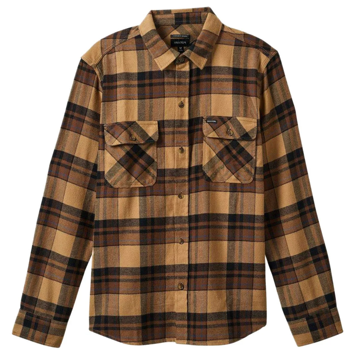 Brixton Bowery Long Sleeve Flannel Shirt - Tiger's Eye/Pinecone Brown/Washed Black