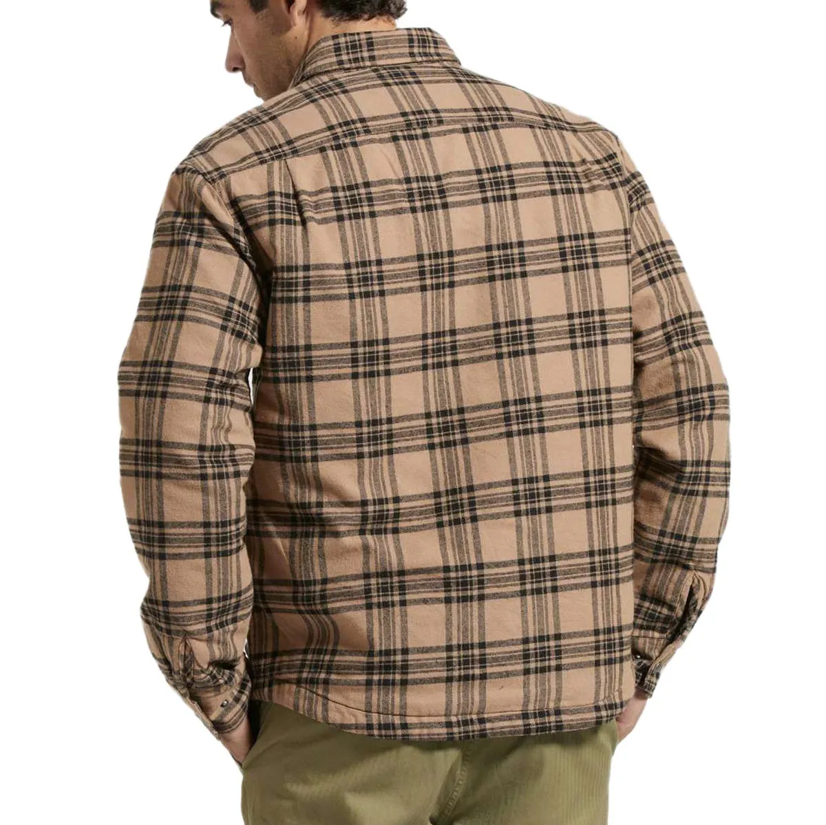 Brixton Bowery Quilted Long Sleeve Flannel Shirt - Woodsmoke/Black