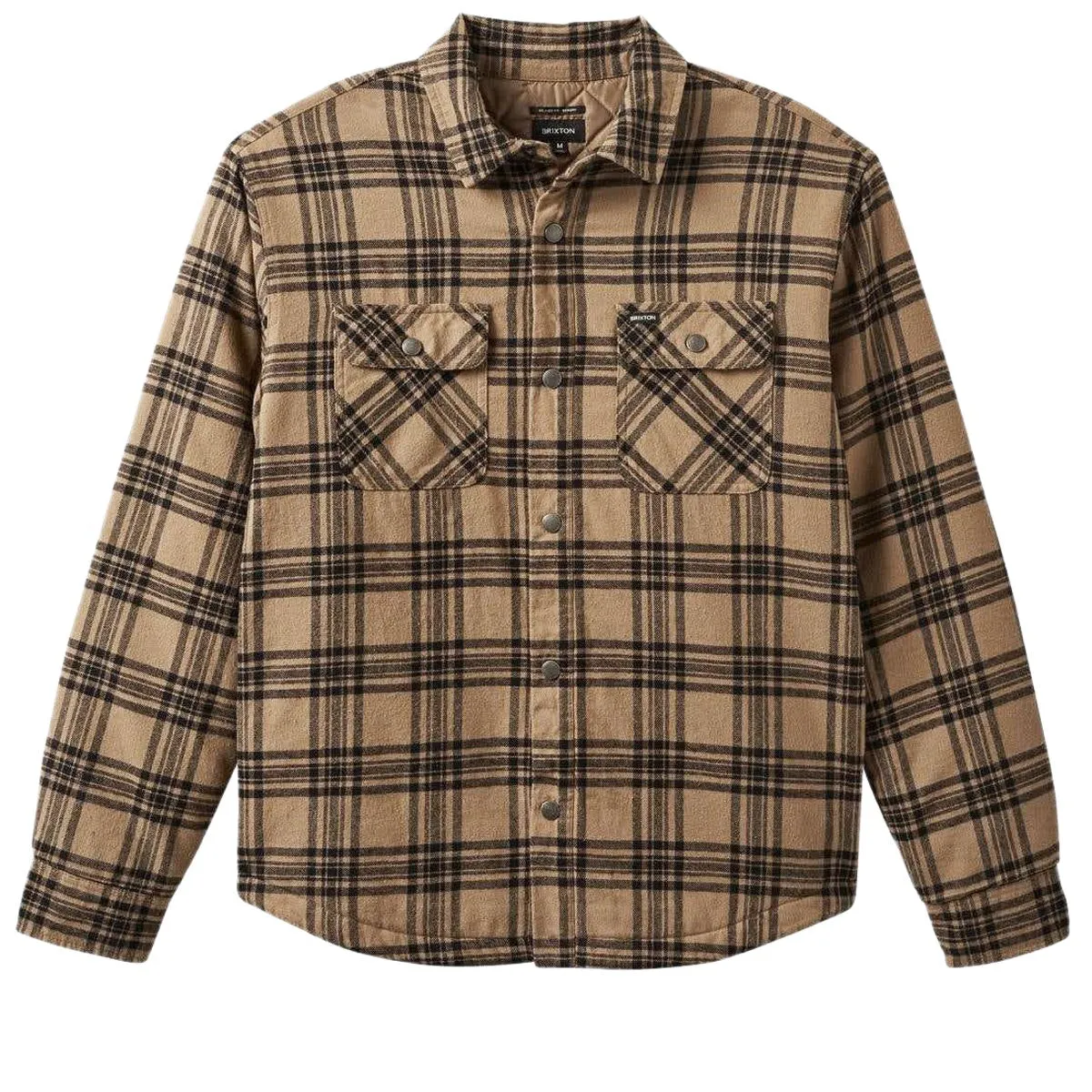 Brixton Bowery Quilted Long Sleeve Flannel Shirt - Woodsmoke/Black