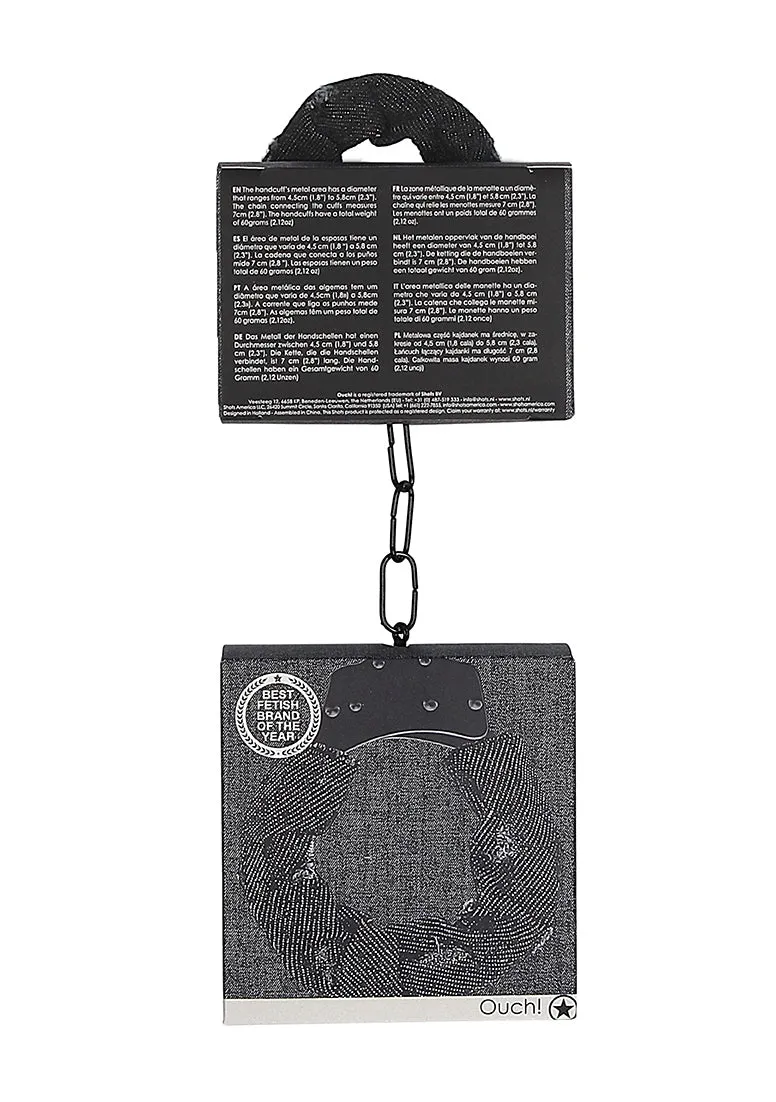 Denim Metal Handcuffs - Roughend Denim Style - Black